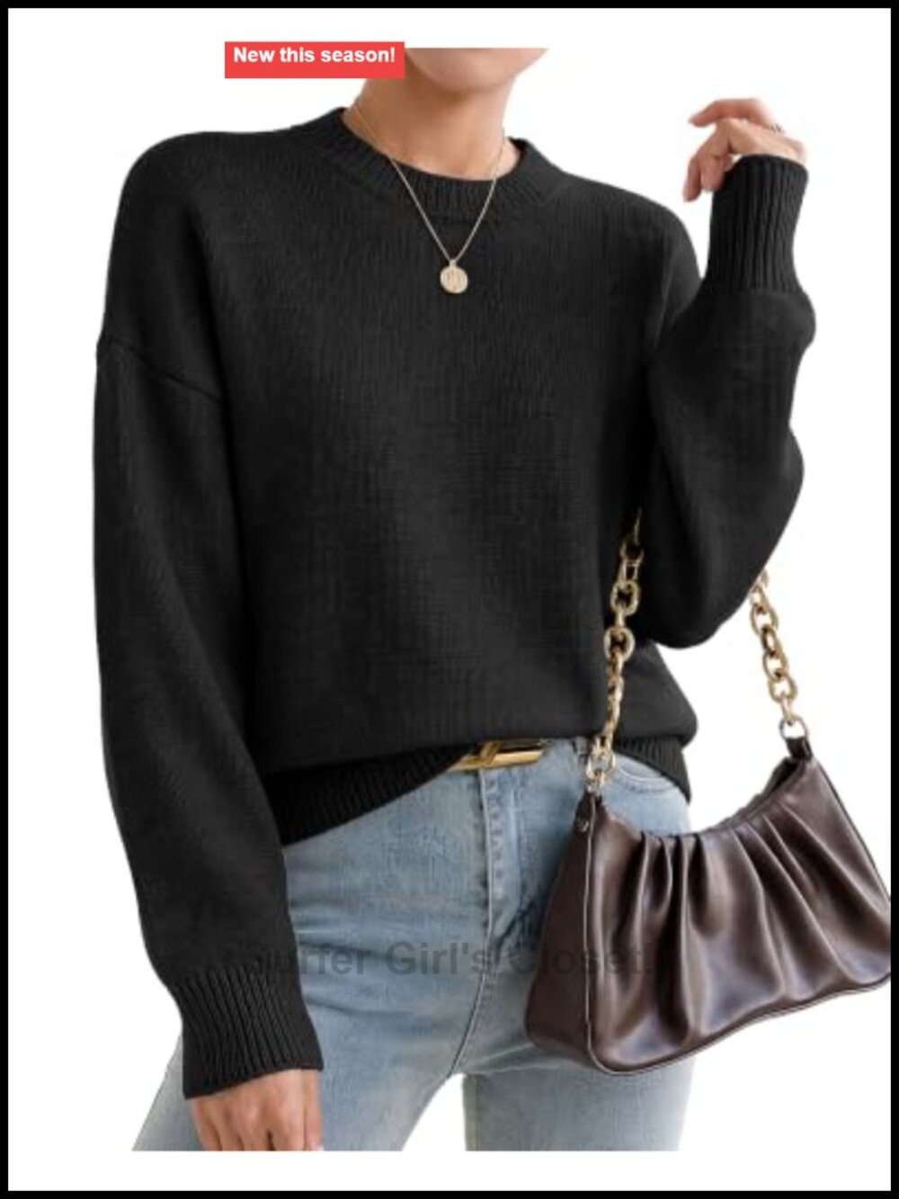 Cashmere Blend Oversized Crewneck Pullover Sweater Women Fall Winter